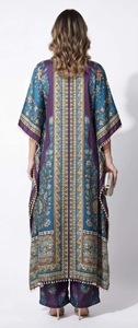 Robe longue kaftan pour femme en soie polyéthylène à plumes, coupe ample et décontractée, élégante et fluide, idéale pour l'été, l'hiver, l'automne et le printemps - Product Image 3