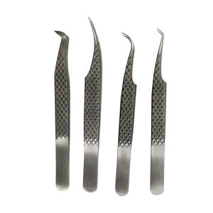 Nouvel ensemble de pinces à cils en acier inoxydable à pointe en fibre dentée, à 90 degrés, personnalisées, pour volume, avec étiquette privée - Product Image 1