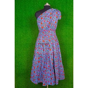 Hermoso Vestido Midi de Algodón con Estampado Floral Ecológico para Mujer, Estampado a Mano, con Encaje, para Bodas Indias, Casual, de Verano, para la Playa - Product Image 5