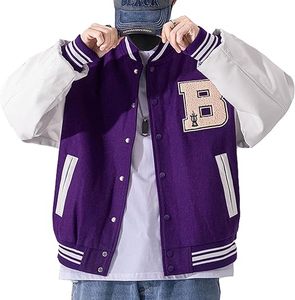 Chaqueta Varsity Personalizada de Fábrica para Mujer, Mezcla de Lana, Manga de Cuero Sintético Blanco, Bordado de Letras, Chenille, Estilo Urbano, Chaqueta Letterman - Product Image 1