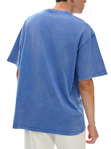 เสื้อยืดคอตตอนทรงโอเวอร์ไซส์แบบย้อมสีเอซิด ขายส่ง แขนสั้นทรงดรอปโชว์เดอร์ พิมพ์ลายพัฟฟ์แบบเป็นมิตรต่อสิ่งแวดล้อม โลโก้สั่งทำได้ สไตล์วินเทจลำลอง - Product Image 6