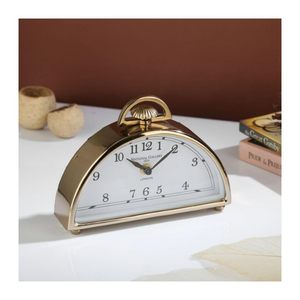 Horloge de bureau en laiton, style antique, affichage numérique, mouvement électronique, fonctionne à piles, cadre circulaire moderne en métal doré, chiffres romains - Product Image 3