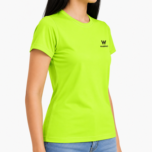 เสื้อยืดแขนสั้นคอกลมทรงเข้ารูปแห้งเร็วสีเขียวมะนาวสำหรับผู้หญิง Warpro ผ้าเจอร์ซีย์สีพื้นลำลองใส่ได้ทั้งฤดูใบไม้ผลิและฤดูร้อน - Product Image 1