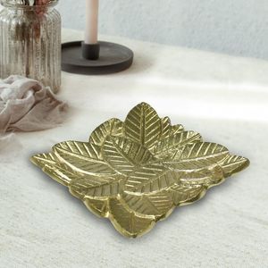 Ensemble de plateaux décoratifs en forme de feuille, faits à la main, en métal poli, motif végétal, style glamour, assiettes et plats - Product Image 5