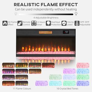 Mobile TV con Camino Elettrico Nero per TV fino a 80 Pollici, Console TV con Vano Aperto e Armadietti Laterali - Product Image 4