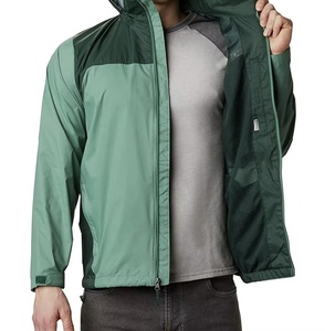 Chaqueta Acolchada con Capucha para Hombre, Diseño Color Block, Verde, Poliéster, Impermeable, Cierre de Cremallera, Estilo Casual para Otoño - Product Image 1