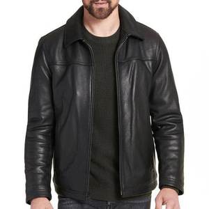 Chaqueta Negra Lisa con Logotipo Personalizado de Alta Venta para Hombre, Chaquetas de Cuero Vintage para Hombre, Chaqueta de Piel de Vaca, Chaquetas de Invierno de Alta Calidad - Product Image 1