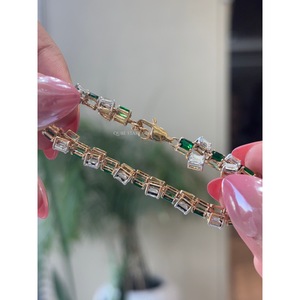 กำไลข้อมือเพชรแล็บโกรว์ทอง 14KT พร้อมมรกต 7.00 กะรัต ดีไซน์เรขาคณิต หรูหรา ระดับไฮเอนด์ สำหรับผู้หญิง ขายส่ง - Product Image 2