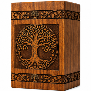 Premium Handcrafted American Style Acacia Wood Cremation Urn for Adult Human Ashes 200 Cubic Inch Storage <b>Memorial</b> Urn - Product Image 5