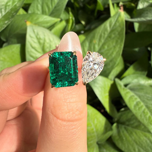 Anillo de Compromiso y Boda de Alta Calidad con Diamante Cultivado en Laboratorio de 3.30 Quilates, Corte Esmeralda en Forma de Pera, Chapado en Platino y Oro Blanco, Precio de Fábrica - Product Image 4