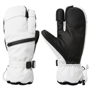 Guantes de esquí impermeables OEM personalizados de 3 dedos, unisex, térmicos, aislantes, para snowboard, antideslizantes, con cremallera. - Product Image 1