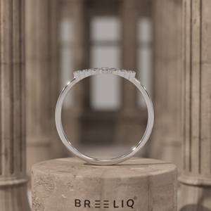 Bague Chevron en V, alliance de mariage, bague empilable avec diamant en or massif 14 carats, diamant de laboratoire - Product Image 6