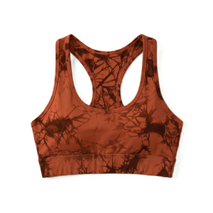 Conjunto Deportivo Tie Dye Naranja, Leggings y Sujetador Deportivo, Tejido de Spandex y Poliéster, Cintura Alta, Largo Completo, Transpirable, de Secado Rápido, Ropa Deportiva para Mujer - Product Image 5