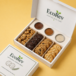 Custom Colorful Logo Printing Eco-Friendly Biodegradable Food Grade Folding Paper Pastries <b>Cookie</b> <b>Box</b> Package with Dip Cup - Product Image 5