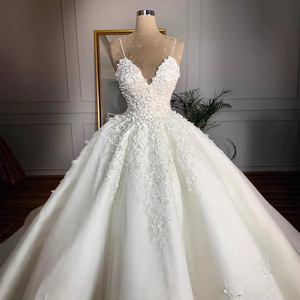 Factory Custom Elegant A-Line V-neck Zipper Back Asymmetrical <b>Bling</b> Lace Bridal <b>Wedding</b> <b>Dress</b> Simple Dream - Product Image 1