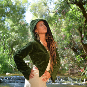 Fleece Lined Leaf Hooded Jacket Elven Faerie Festival Coat Women Warm Hooded Jacket Boho Winter with Nature Inspired Design - Product Image 4