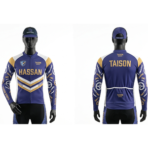 Uniforme de ciclismo para hombre, tela premium de poliéster y spandex, azul y naranja, paneles geométricos, impresión por sublimación, logotipo personalizado, transpirable y ajustado. - Product Image 4