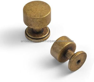 <b>Rustic</b> Style Brass Knobs Vintage Cabinet Drawer Pull Handles Farmhouse Furniture Hardware Decor Accessories Unique Design - Product Image 2