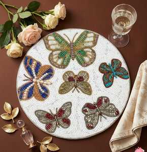 Designer Handmade <b>Beaded</b> <b>Placemats</b> Intricate Embroidery Dining Table Mats for Wedding Reception Party and Home Decoration - Product Image 4