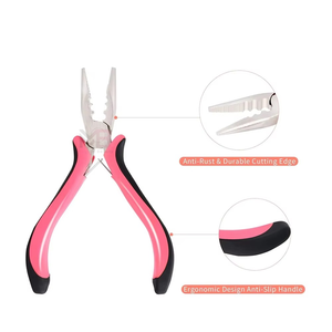 Pink Black Handle Keratin Beauty Hair <b>Extensions</b> Pliers Professional Rings for Nano Silicone Micro <b>Beads</b> Tool - Product Image 3