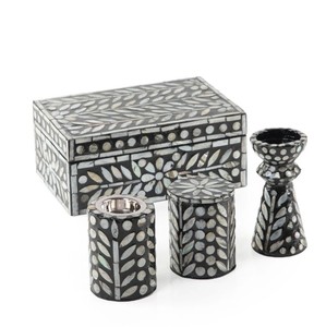 Luxury Black Mother of Pearl Resin <b>Bakhoor</b> Burner Gift Set Mabkhara Arabic <b>Oud</b> Incense Home Fragrance Decor - Product Image 3