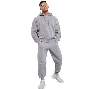 Chándal Gris con Capucha para Hombre, Manga Larga, Corte Holgado Informal, Color Sólido, Transpirable, para Otoño, con Bolsillos Laterales - Product Image 1