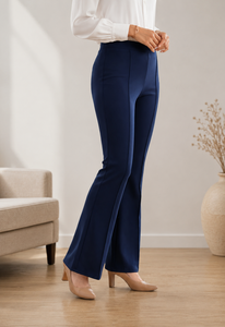 Pantalones de Cintura Alta, Pierna Ancha y Largo al Tobillo, Color Sólido, Casuales, Transpirables, para Mujer, Disponibles al Mejor Precio - Product Image 3