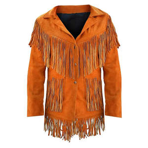 Veste en daim à franges automne-hiver 2026, veste en cuir de mouton véritable, veste en cuir à franges camel avec échantillon gratuit - Product Image 1
