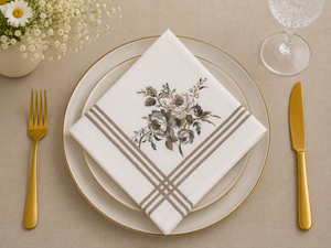 Floral <b>Linen</b> <b>Cloth</b> 100% <b>Linen</b> Napkin Square Printed Dinner Napkin Eco Friendly <b>Table</b> Decor for Home Dining - Product Image 1