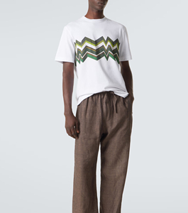 T-shirts pour hommes personnalisés OEM ODM, impression sur mesure, vente en gros, respirants, coupe ample, motif géométrique en zig-zag, jersey de coton - Product Image 2