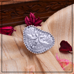 New Arrival Silver Oxidized Adjustable Rings for Women, Silver Plated Designer Finger Rings, Indian Fashion Jewelry for Wedding - Product Image 1