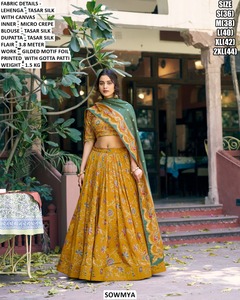 Lehenga Choli en soie orné Eclipse pour femmes - Tenue de soirée traditionnelle longue jusqu'au sol - Product Image 4