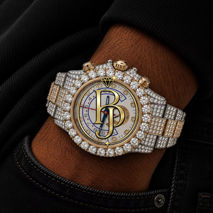 Montre Chronographe Carrée de Luxe Briva pour Homme, Personnalisée avec Diamants, Verre Saphir, Mouvement Quartz, Grand Cadran Blanc, Acier Inoxydable - Product Image 5