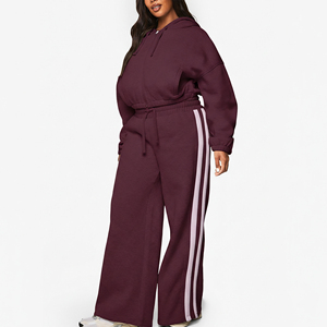 Conjunto Deportivo de Mujer, Estilo Holgado, 100% Algodón, para Invierno, Transpirable, de Color Sólido, Personalizado OEM/ODM - Product Image 4