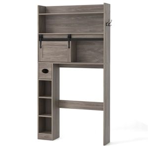 Mobile Bagno Grigio dal Design Moderno, Armadietto Contenitore in Legno Massello e MDF per Camera da Letto, Cucina, Magazzino, Hotel, Finitura Verniciata - Product Image 3