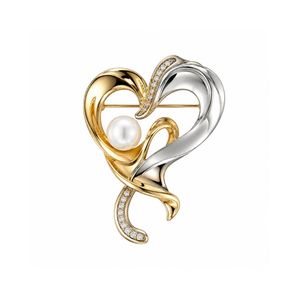 Broche de luxe en forme de croissant de lune et d'étoile, plaquée or et argent bicolore, avec cristaux, pour cadeau, vente en gros, broches de créateur - Product Image 3