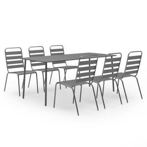 Ensemble de salle à manger en acier gris foncé avec finition époxy et revêtement en poudre, ensembles de jardin - Product Image 2