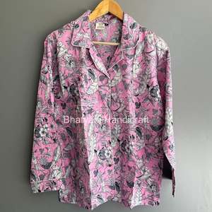 Conjunto de Pijama de Dos Piezas para Mujer, de Algodón, Manga Larga, Estampado Floral, Cuello Camisero, Ropa de Dormir Informal de Verano, con Botones - Product Image 4