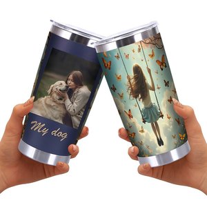 20oz <b>Double</b> <b>Wall</b> Stainless Steel Tumbler With Butterfly Girl Swing Design Portable Travel <b>Mug</b> - Product Image 2