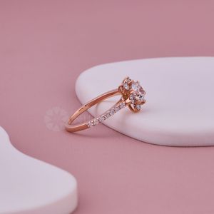 Anillo de Compromiso con Halo de Diamantes Cultivados en Laboratorio, 1.0 Quilates, Oro Sólido de 10K, 14K, 18K, Anillos de Boda y Aniversario, Proveedor de Fábrica India - Product Image 4