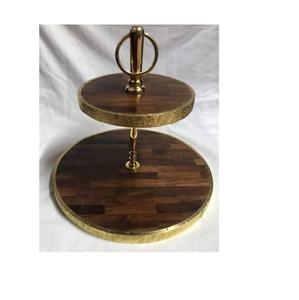 Exclusivo Soporte de Madera para Tartas con Borde Dorado para Decoración de Eventos y Fiestas, Soporte de Madera para Tartas y Postres, ¡Gran Venta! - Product Image 1