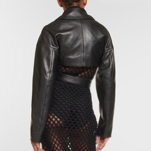 Vestes en cuir pour femmes à étiquette privée personnalisée, avec 2 poches latérales personnalisées, vestes en cuir courtes pour femmes - Product Image 5