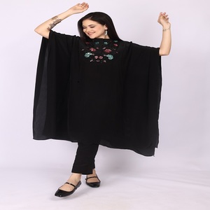 Royal Women Dress Black <b>Kaftan</b> with Pant and Beads and Sequenced work at front body Perfect Choice - Product Image 1