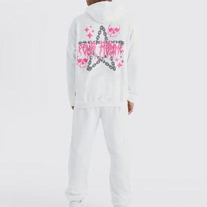 Ensemble de survêtement unisexe grande taille avec logo personnalisé, en molleton 100% coton épais, pantalon évasé, nouveau design imprimé - Product Image 2