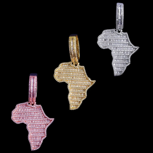 Collar con Colgante de Diamante con Mapa de África, Plata 925, Corte Brillante Redondo, Engaste en Canal, Lujoso, Unisex, para Uso Diario - Product Image 4