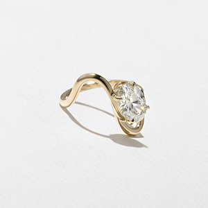Anillo de Compromiso Ajustable de Oro de 14K con Diamante Cultivado en Laboratorio de Corte Ovalado de Lujo, Certificado por GRA, para Mujer - Product Image 4