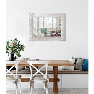 Rustic Whitewashed Wooden <b>Wall</b> <b>Mirror</b> Farmhouse Distressed Rectangular Vanity <b>Mirror</b> Decorative Accent <b>Mirror</b> <b>for</b> Living Room - Product Image 4