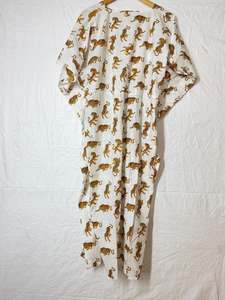 Magnifique Kaftan 100 % Coton Pur, Robe Kaftan en Coton Imprimé Jungle, Robe d'Été Bohème, Vêtement de Nuit Fait Main, Robe Longue Maxi - Product Image 5