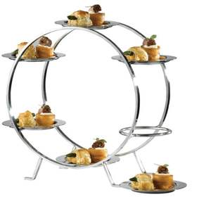 Support à cupcakes en métal de style antique à 3 niveaux avec gravure classique pour les occasions spéciales et la présentation sur comptoir de boulangerie - Product Image 3