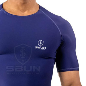 Camiseta Deportiva de Compresión Slim para Hombre, Ropa Deportiva de Alto Rendimiento, Cuello Redondo, Color Azul Sólido, Transpirable y de Secado Rápido - Product Image 6